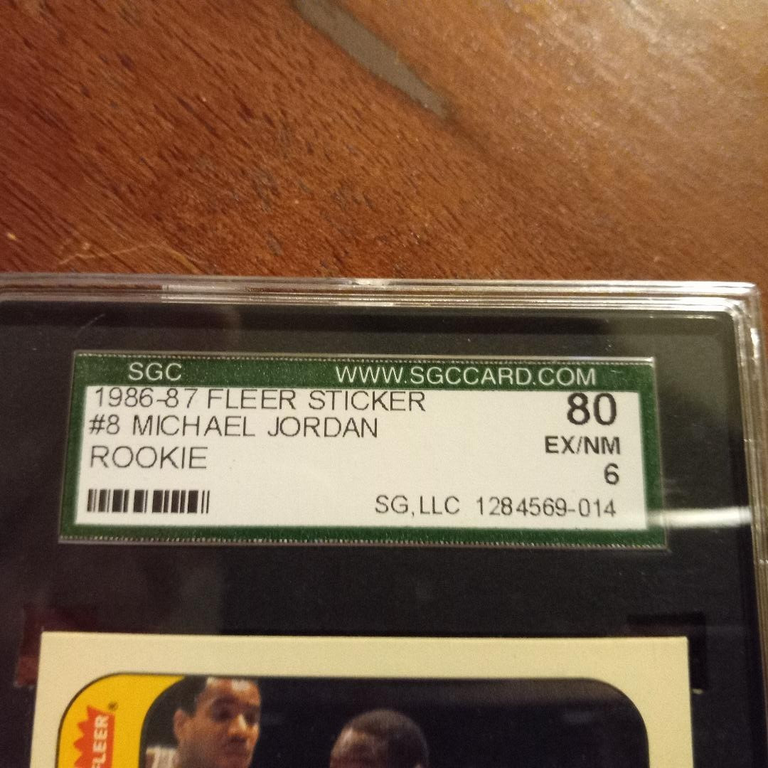 MICHAEL JORDAN 1986-87 Fleer Sticker Set-Break SGC 6 ROOKIE CARD EX-MT NICE CARD view 4