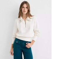 nwt ANN TAYLOR LOFT rhinestone collar soft sweatshirt sweater xs m