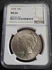 1924 Peace Dollar NGC MS64