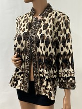 chicos size 2 blazer jacket Animal Print Beaded Open