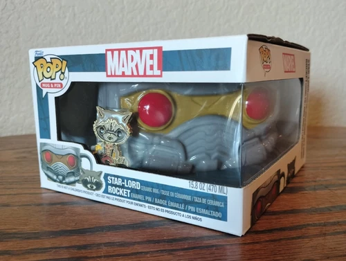 Funko Pop! Mug & Pin Set Marvel Star-Lord Mug And Rocket Pin New In Box