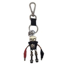 PRADA Robot Keychain Charm Saffiano Leather White Logo Purse Bag Accessory