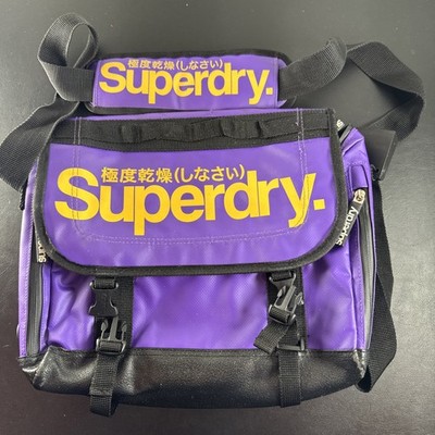 Superdry Tarp Messenger Bag Purple Yellow Spellout Crossbody Shoulder Y2K