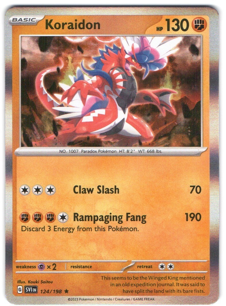 Pokemon - Koraidon 124/198 -  Holo Rare - Scarlet & Violet  Base Set - NM/M