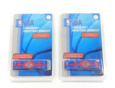 Lot of (2) Detroit Pistons NBA Gamewear Leather Basketball Bracelets Blue New