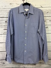 Men's Tommy Bahama Blue  White Striped Dress Shirt Neck 16
