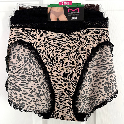 NEW 3 Pack Maidenform Everyday Luxe Bikini Panties L/7 Multi-Color DM3TBK