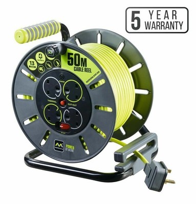 NEU 50 M 13 A 4 GANG STECKDOSE VERLÄNGERUNGSKABEL SPULE OFFENER SCHALTER PRO XT MASTERPLUG UK