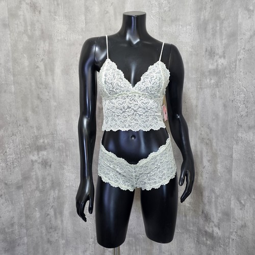 Trousseau Size M Light Green Floral Lace 2pc Lingerie Set Camisole & Shorts Sexy - Picture 13 of 13