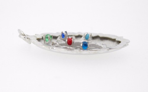 Charm M & M Sterling Silver Tree of Life oval bowl shaped 5 stones Traditional - Picture 2 of 6