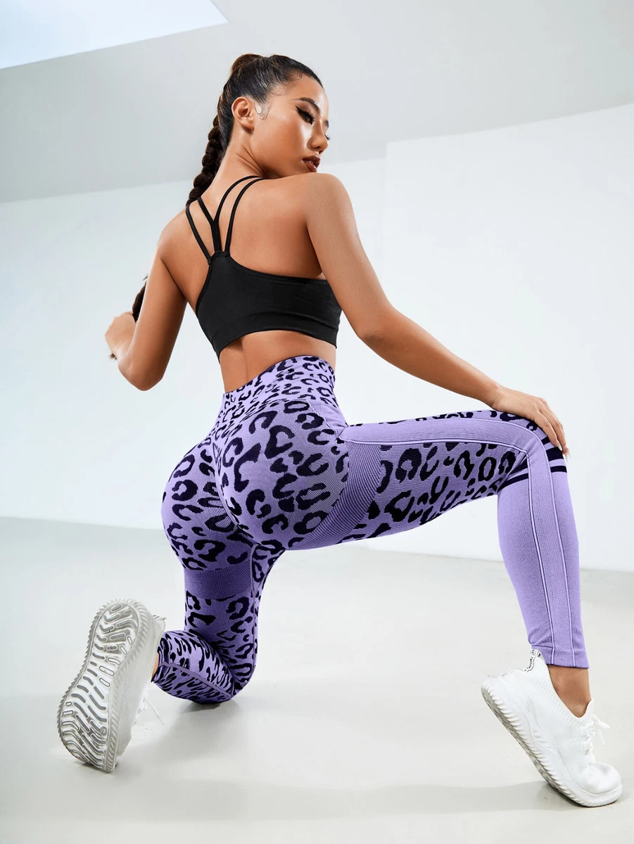 Women's Faux Leather Leggings Leopard Print Tummy Control Athletic Workout  Yoga Pants - Walmart.com