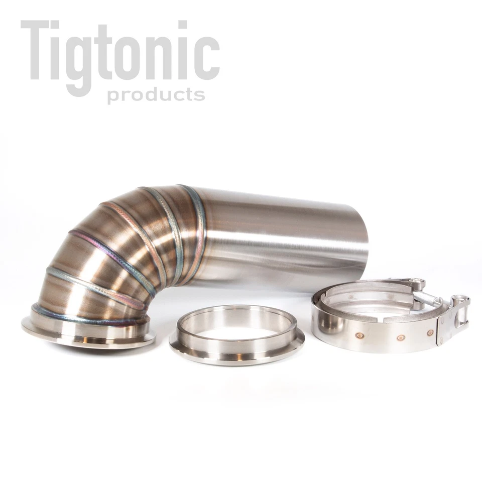 3" Welded Pie Cuts Downpipe 3.75" V-Band 304 Stainless 90° Elbow Back Purged - Bild 1 von 2