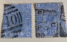 SALE gb 1880 QV 2 stamps used SG142 Plates 18 & 19 (lot QWTAR768)