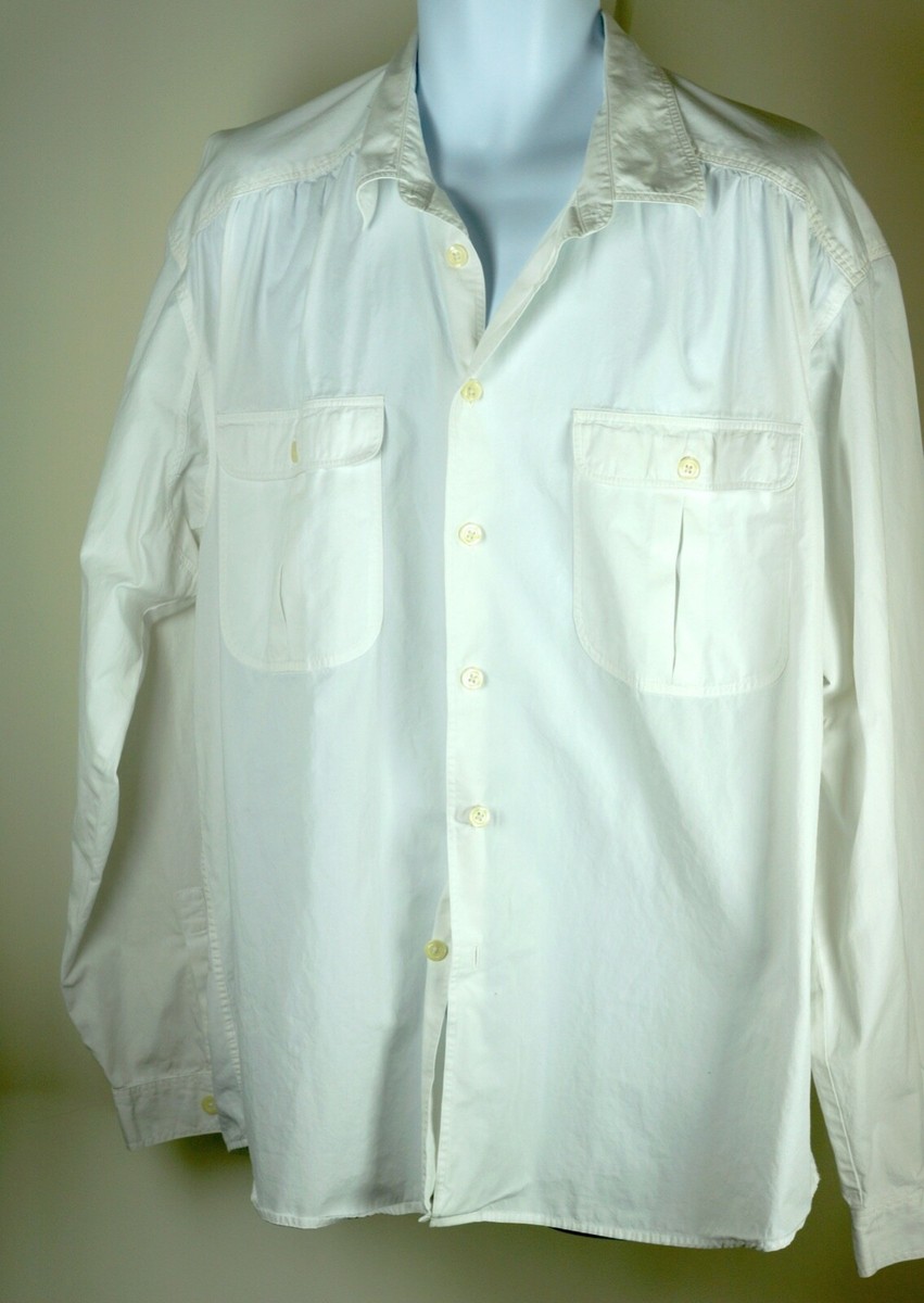 Giorgio Armani ホワイト長袖シャツ ボタン・衿芯付き GIORGIO ARMANI JEANS - White Button Down Shirt XL Large