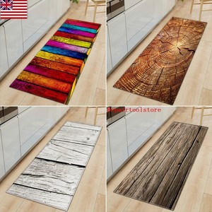 Wood Grain Floor Mat Kitchen Room Non Slip Pad For Door Entrance
