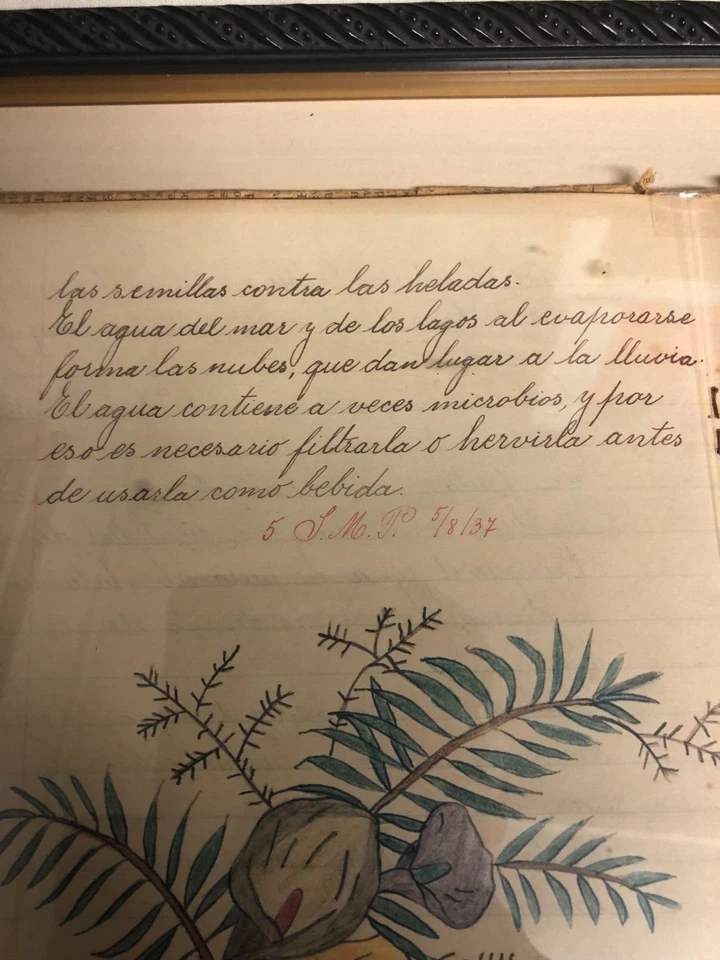 Framed 1937 Child's Composition Book from Catholic School on San Blas Island - Image 3 of 4