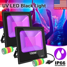 2 Pack 100W LED Blacklight Flood UV Black Light IP66 Stage Light for Halloween