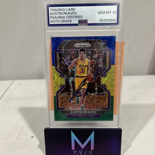 Austin Reaves 2021 Panini Prizm Green Yellow Rookie Auto PSA 10