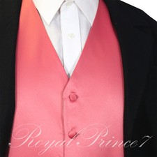 Coral XS to 6XL Solid Tuxedo Suit Dress Vest Waistcoat Wedding Party Prom