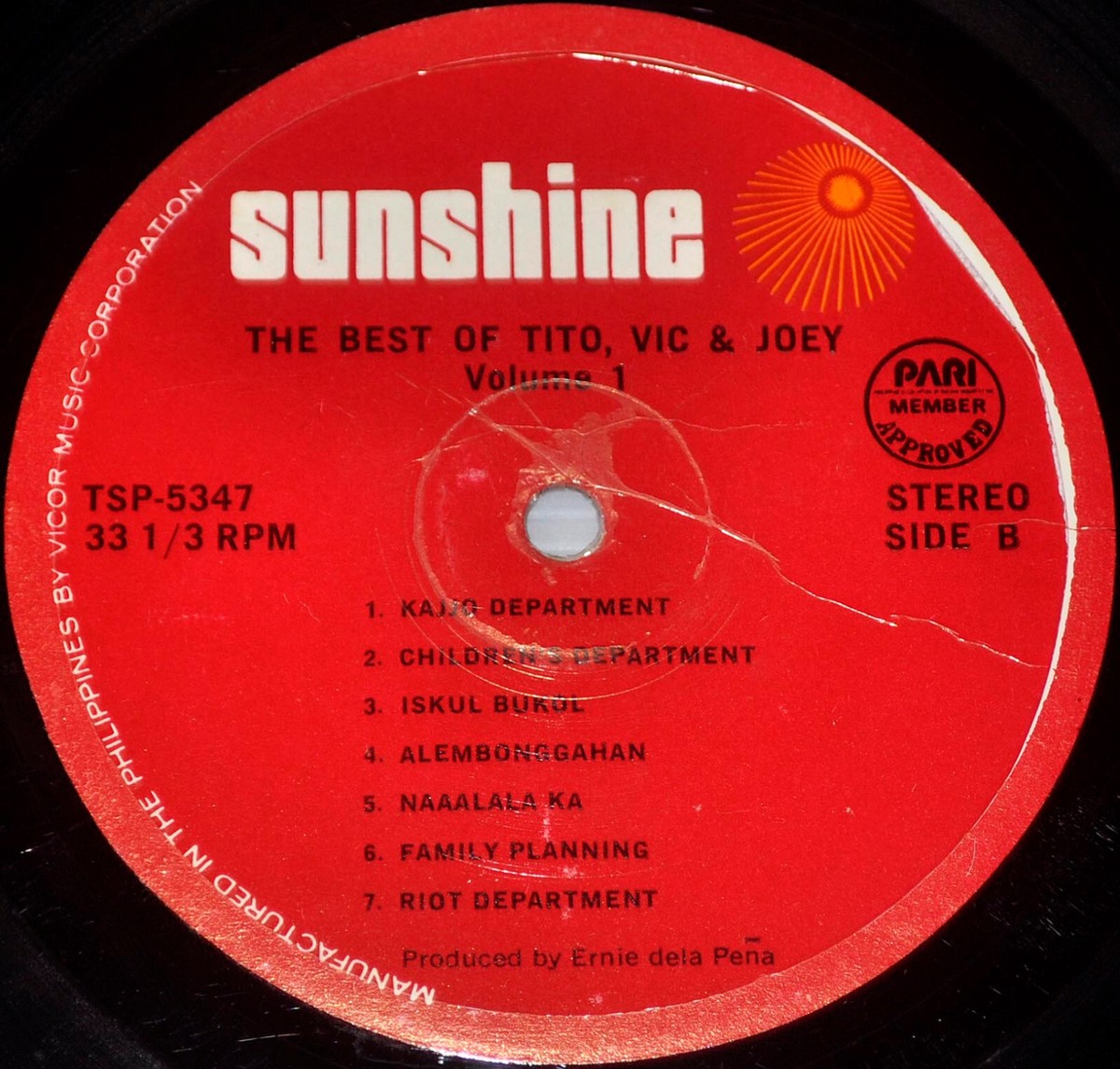 Philippines The Best Of TITO, VIC & JOEY Volume 1 OPM LP Vinyl