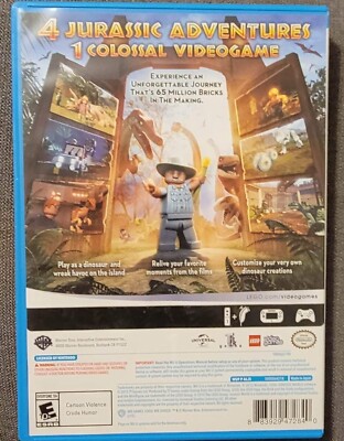 LEGO Jurassic World Nintendo Wii U Game Complete With Manual