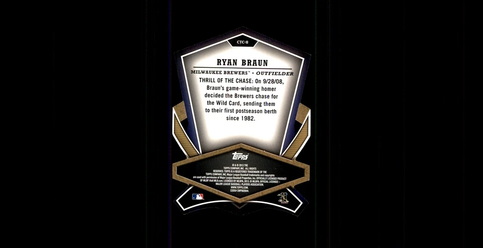 2013 Topps Cut To The Chase #CTC8 Ryan Braun - Image 2 of 2