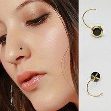 Nosepin 9k Solid Gold Black Round Claw Set Nose Stud Pin 4mm 9c 9ct jewellery