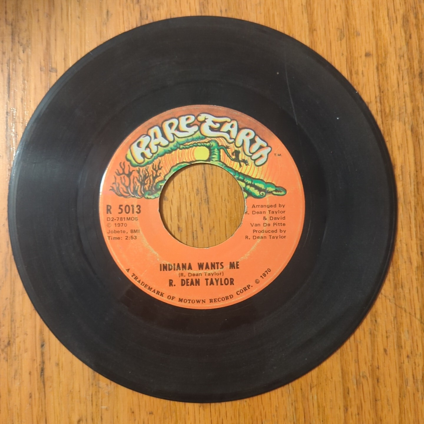 R DEAN TAYLOR- INDIANA  WANTS  ME / LOVE'S  YOUR  NAME -(1970)  R5013-45 RPM