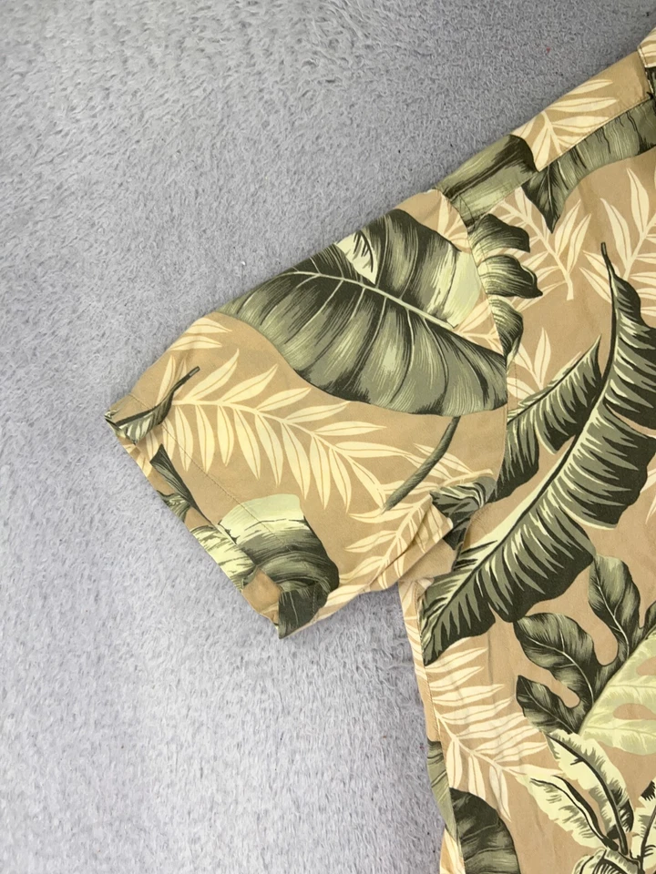 Camisa Panama Jack Adulto 3XL XXXL Amarilla Verde Floral Hoja de Palma Rayón Hawaiana Foto 3 de 4