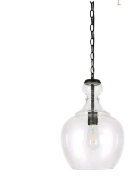 Meyer+Cross Verona 1-Light Blackened Bronze Pendant with Seeded Glass Shade