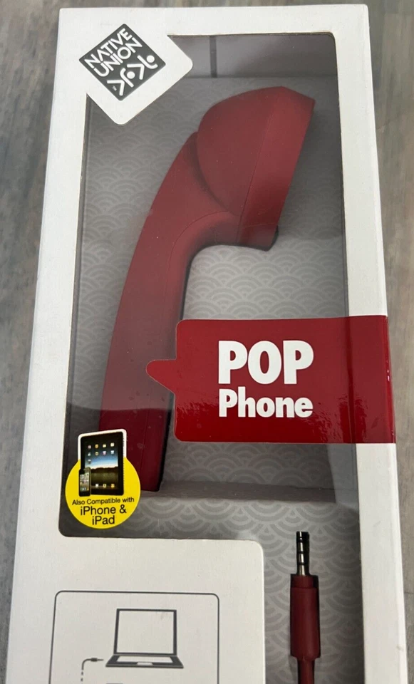 Pop Phone Retro Red Phone Headset For Any Device NEW IN BOX NIB - Image 4 of 4