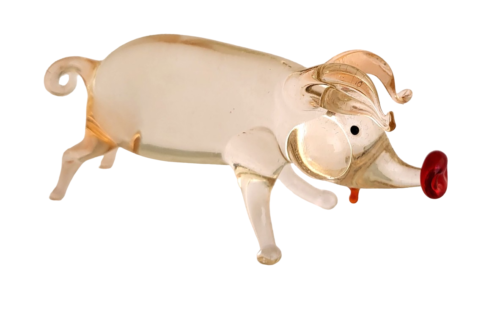 Blown Glass Animal - Clear Pig - Russian Craft Creation - Picture 1 of 1