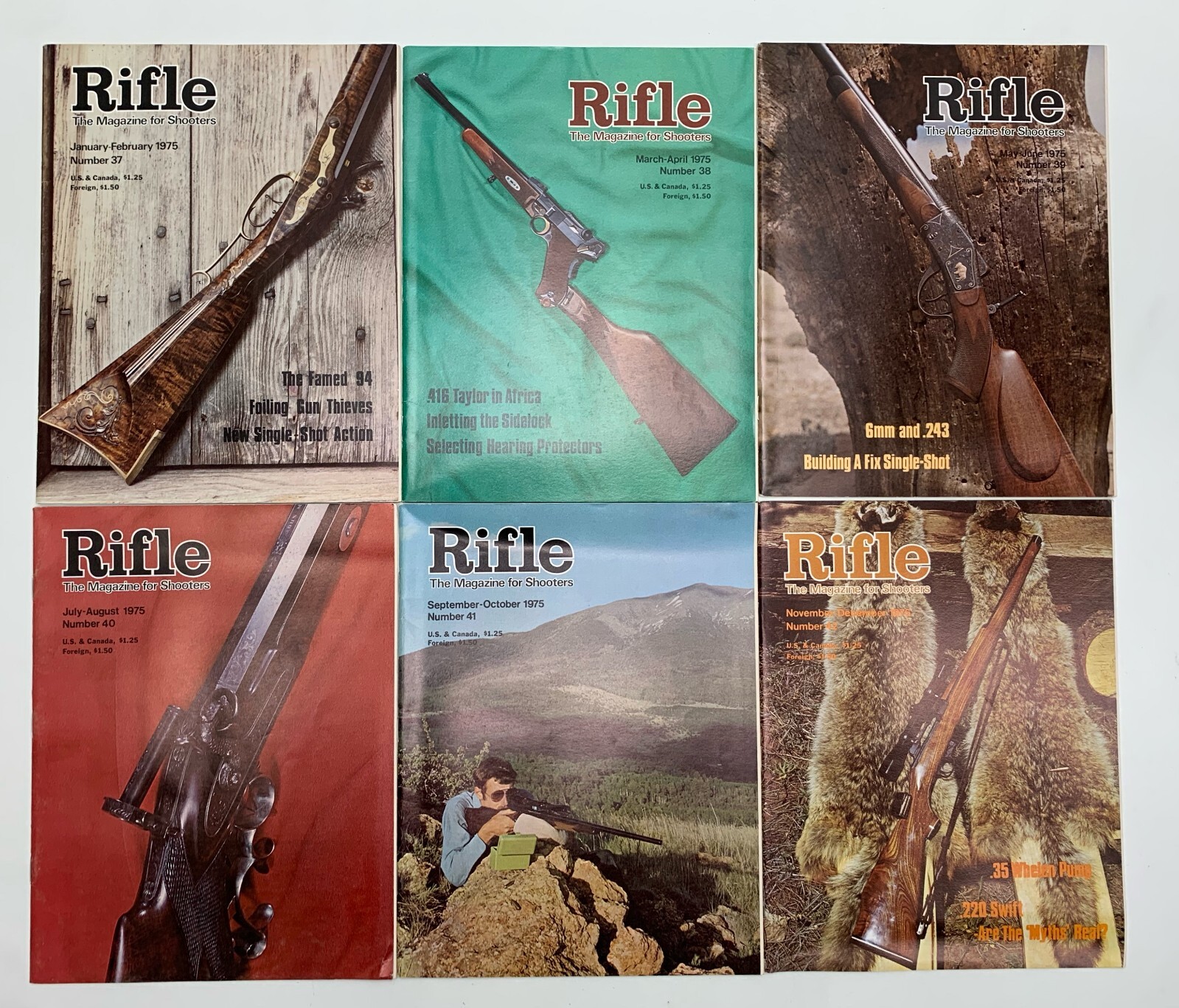 1975 Rifle Magazine Full Year 6 Issues for Shooting Enthusiasts