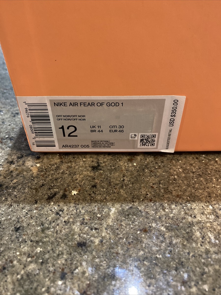 Size 12 - Nike Air Fear of God 1 Triple Black 2020 Deadstock Size 12 - Nike Air Fear of God 1 Triple Black 2020 Deadstock