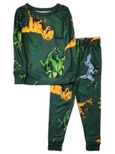 Jurassic Park Boys Green Dinosaur Pajamas T-Shirt  Bottoms Sleep Set Size 4