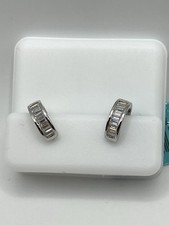 925 Sterling Silver Baguette Moissanite Huggie Earrings 0.78 CTW VVS1 249