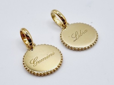 Links of London Sternzeichen Scheibe Charm EINS Gold Sterlingsilber Waage ODER Zwillinge neu