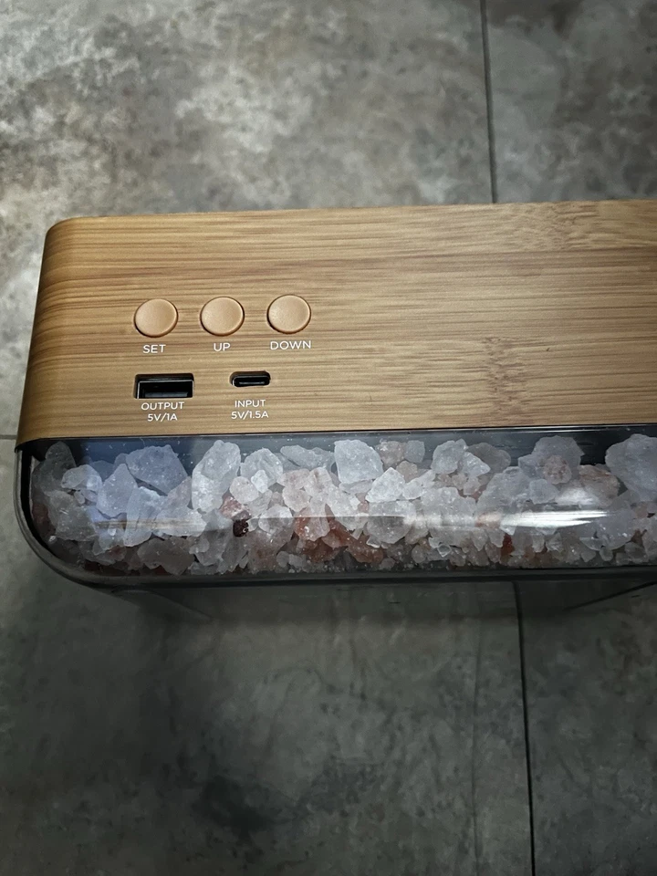 Mahli Sal del Himalaya Salida del Sol Alarma Temp. Reloj Diseño Madera Cable USB No Incluido Foto 3 de 4