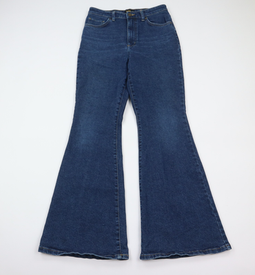 #ad #ad Lee Jeans Womens 10 Flared Bell Bottom High Rise Blue Dark Wash Boho Denim $26.39