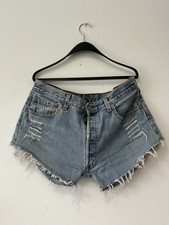 Levi&rsquo;s 501 High-Rise Cut-Off Jeansshorts W34 Hellblau Vintage Sehr Gut
