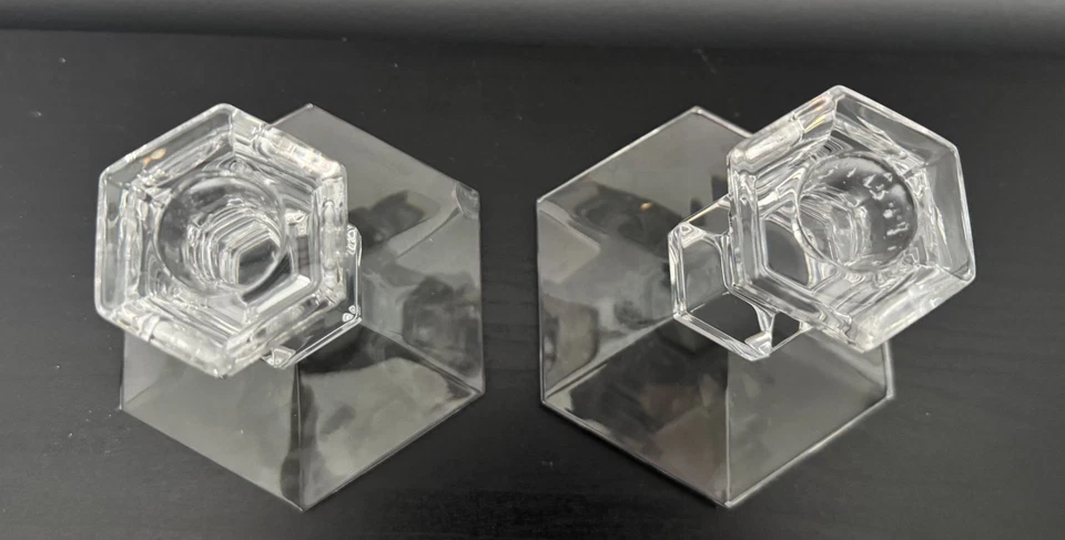 Beautiful Pair of Signed Val Saint Lambert Cut Crystal Candlesticks – Belgium - Image 2 of 4