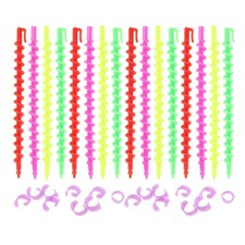 52Pcs Reusable Plastic Hair Perm Rods Assorted Colors for Spiral Curl Hair