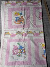 Vintage Care Bears Cousins Home Made Quilt Decor Blanket 1980s. 42x35