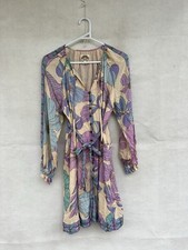 /🍃 NINE LIVES BIZAAR gold Embroidered Floral Shift Shirt Dress 8 Xs