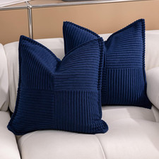 Navy Blue Corduroy Throw Pillow Covers 18 18 Inch Set of 2