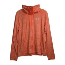 Under Armour Full-zip Sweatshirt Women's L Orange Loose High Neck Pockets