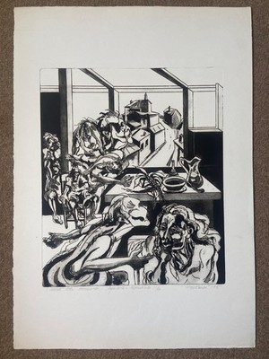 DOMENICO FRATIANNI AQUAFORTE ETCHING 1970s PRINT SIGNED ORIGINAL ARTWORK ITALIAN