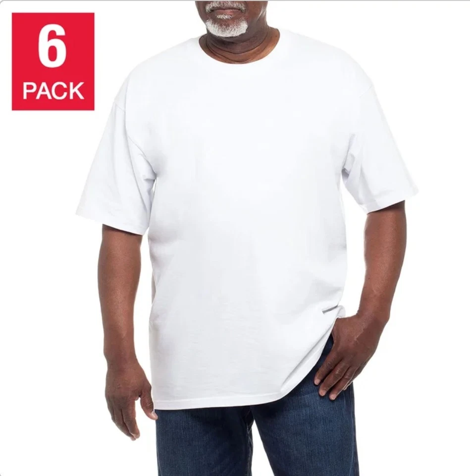 NUEVA Camiseta Kirkland Signature Para Hombre Cuello Redondo, Paquete de 6 Peso Pesado Seleccionar Color Talla Foto 2 de 4