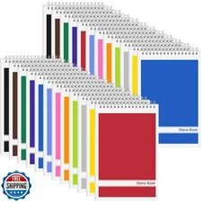 24 Pack Steno Pads 6x9 Spiral Notebooks Bulk 12 Assorted Colors Note Pads 60 