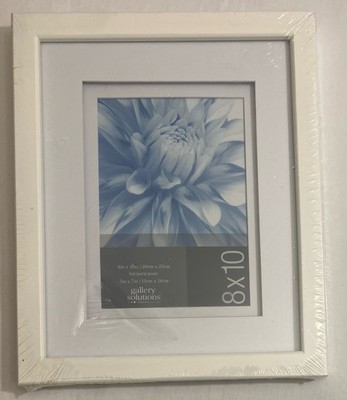 Gallery Solutions 8x10 Flat White Tabletop or Wall Frame W/Double White Mat NEW